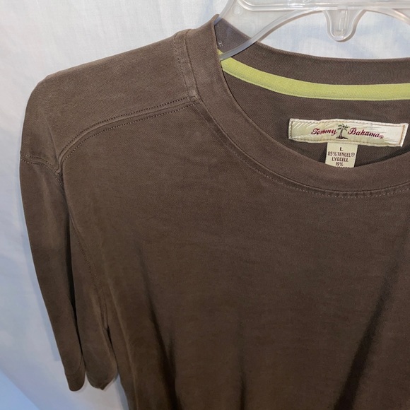 Tommy Bahama T Shirt Men Large Lrg L Brown Short Sleeve Henley - Picture 5 of 12